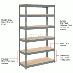 Global Industrial Extra Heavy Duty Shelving 48"W x 24"D x 96"H With 6 Shelves, Wood Deck, Gry 29 Global Industrial Extra Heavy Duty Shelving 48"W x 24"D x 96"H With 6 Shelves, Wood Deck, Gry -Shelving Sales Store 255512 1wco 2