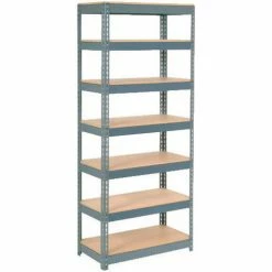 Global Industrial Extra Heavy Duty Shelving 36"W x 12"D x 84"H With 7 Shelves, Wood Deck, Gry