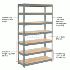 Global Industrial Extra Heavy Duty Shelving 48"W x 24"D x 96"H With 7 Shelves, Wood Deck, Gry 29 Global Industrial Extra Heavy Duty Shelving 48"W x 24"D x 96"H With 7 Shelves, Wood Deck, Gry -Shelving Sales Store 255518 1wco