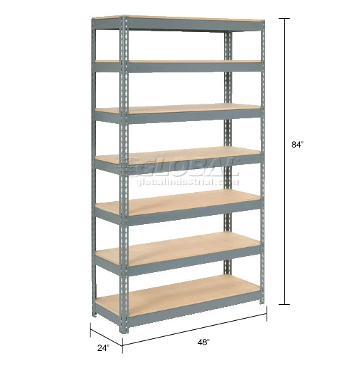 Global Industrial Extra Heavy Duty Shelving 48"W x 24"D x 84"H With 7 Shelves, Wood Deck, Gry 17 Global Industrial Extra Heavy Duty Shelving 48"W x 24"D x 84"H With 7 Shelves, Wood Deck, Gry - Image 17