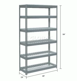 Global Industrial Extra Heavy Duty Shelving 48"W x 24"D x 84"H With 6 Shelves, Wire Deck, Gry -Shelving Sales Store 255537 dim