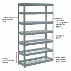 Global Industrial Extra Heavy Duty Shelving 48"W x 24"D x 84"H With 7 Shelves, Wire Deck, Gry 29 Global Industrial Extra Heavy Duty Shelving 48"W x 24"D x 84"H With 7 Shelves, Wire Deck, Gry -Shelving Sales Store 255542 1wco 2
