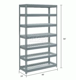 Global Industrial Extra Heavy Duty Shelving 48"W x 24"D x 84"H With 7 Shelves, Wire Deck, Gry 34 Global Industrial Extra Heavy Duty Shelving 48"W x 24"D x 84"H With 7 Shelves, Wire Deck, Gry -Shelving Sales Store 255543 dim