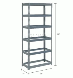 Global Industrial Extra Heavy Duty Shelving 36"W x 24"D x 96"H With 6 Shelves, No Deck, Gray 30 Global Industrial Extra Heavy Duty Shelving 36"W x 24"D x 96"H With 6 Shelves, No Deck, Gray -Shelving Sales Store 255558 dim