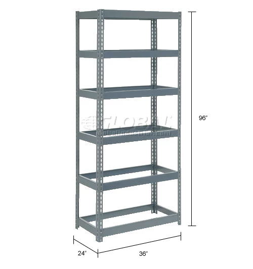 Global Industrial Extra Heavy Duty Shelving 36"W x 24"D x 96"H With 6 Shelves, No Deck, Gray 15 Global Industrial Extra Heavy Duty Shelving 36"W x 24"D x 96"H With 6 Shelves, No Deck, Gray - Image 15