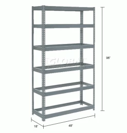 Global Industrial Extra Heavy Duty Shelving 48"W x 18"D x 96"H With 6 Shelves, No Deck, Gray 30 Global Industrial Extra Heavy Duty Shelving 48"W x 18"D x 96"H With 6 Shelves, No Deck, Gray -Shelving Sales Store 255560 dim