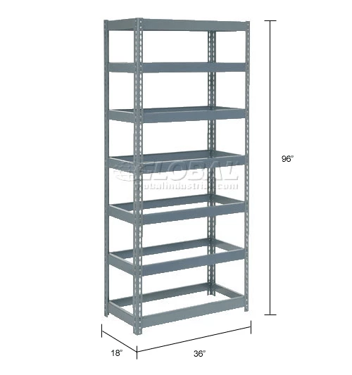 Global Industrial Extra Heavy Duty Shelving 36"W x 18"D x 96"H With 7 Shelves, No Deck, Gray 15 Global Industrial Extra Heavy Duty Shelving 36"W x 18"D x 96"H With 7 Shelves, No Deck, Gray - Image 15