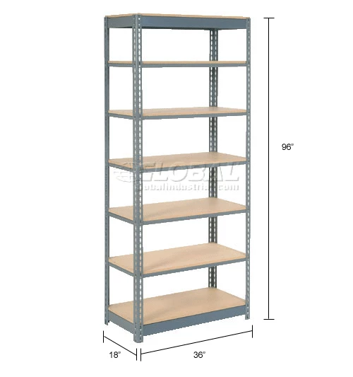 Global Industrial™ Heavy Duty Shelving 36"W x 18"D x 96"H With 7 Shelves - Wood Deck - Gray 18 Global Industrial™ Heavy Duty Shelving 36"W x 18"D x 96"H With 7 Shelves - Wood Deck - Gray - Image 18