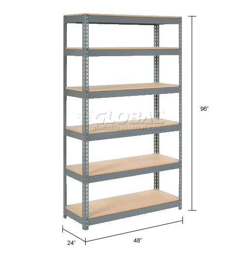 Global Industrial Extra Heavy Duty Shelving 48"W x 24"D x 96"H With 6 Shelves, Wood Deck, Gry 17 Global Industrial Extra Heavy Duty Shelving 48"W x 24"D x 96"H With 6 Shelves, Wood Deck, Gry - Image 17