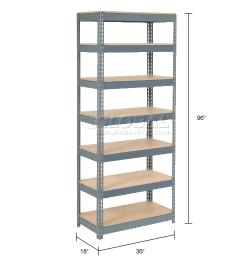 Global Industrial Extra Heavy Duty Shelving 36"W x 18"D x 96"H With 7 Shelves, Wood Deck, Gry 17 Global Industrial Extra Heavy Duty Shelving 36"W x 18"D x 96"H With 7 Shelves, Wood Deck, Gry - Image 17