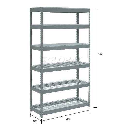 Global Industrial Extra Heavy Duty Shelving 48"W x 18"D x 96"H With 6 Shelves, Wire Deck, Gry 17 Global Industrial Extra Heavy Duty Shelving 48"W x 18"D x 96"H With 6 Shelves, Wire Deck, Gry - Image 17