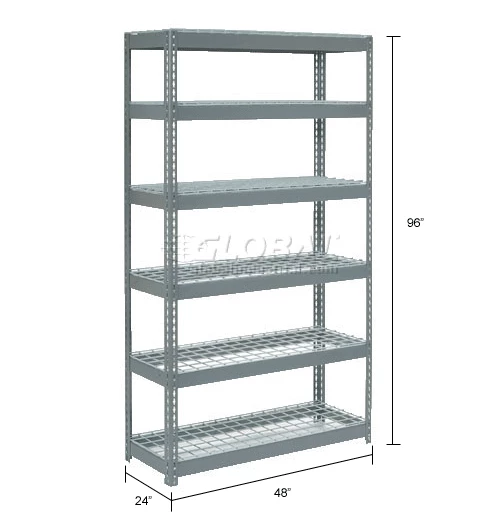 Global Industrial Extra Heavy Duty Shelving 48"W x 24"D x 96"H With 6 Shelves, Wire Deck, Gry 17 Global Industrial Extra Heavy Duty Shelving 48"W x 24"D x 96"H With 6 Shelves, Wire Deck, Gry - Image 17