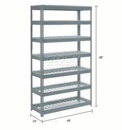 Global Industrial Extra Heavy Duty Shelving 48"W x 24"D x 96"H With 7 Shelves, Wire Deck, Gry 34 Global Industrial Extra Heavy Duty Shelving 48"W x 24"D x 96"H With 7 Shelves, Wire Deck, Gry -Shelving Sales Store 255615 dim