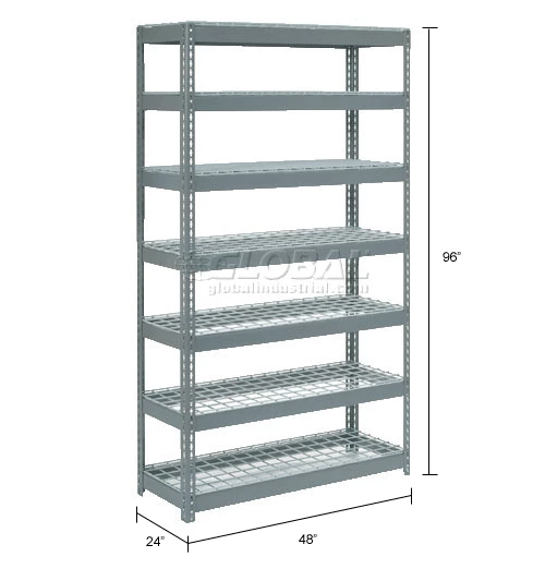 Global Industrial Extra Heavy Duty Shelving 48"W x 24"D x 96"H With 7 Shelves, Wire Deck, Gry 17 Global Industrial Extra Heavy Duty Shelving 48"W x 24"D x 96"H With 7 Shelves, Wire Deck, Gry - Image 17
