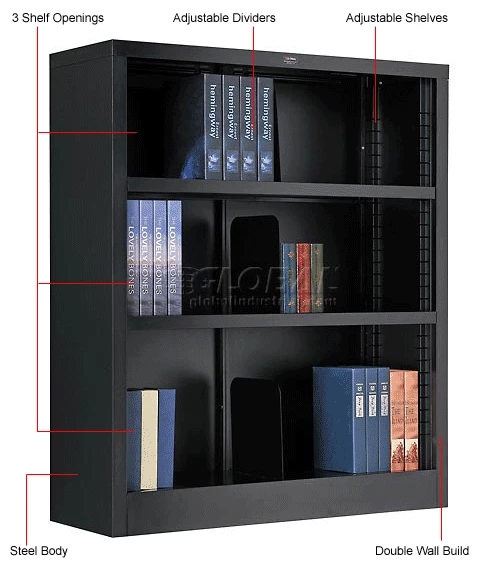 Interion By Global Industrial Interion® All Steel Bookcase 36" W x 12" D x 42" H Black 3 Openings 14 Interion By Global Industrial Interion® All Steel Bookcase 36" W x 12" D x 42" H Black 3 Openings - Image 14