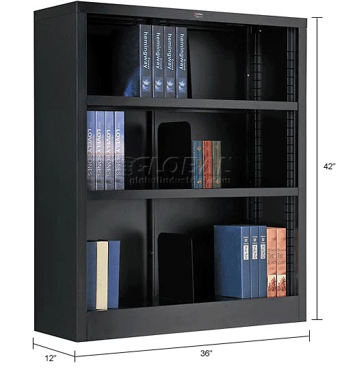 Interion By Global Industrial Interion® All Steel Bookcase 36" W x 12" D x 42" H Black 3 Openings 17 Interion By Global Industrial Interion® All Steel Bookcase 36" W x 12" D x 42" H Black 3 Openings - Image 17