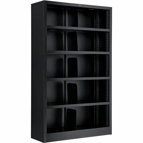 Interion By Global Industrial Interion® All Steel Bookcase 36" W x 12" D x 60" H Black 5 Openings 5 Interion By Global Industrial Interion® All Steel Bookcase 36" W x 12" D x 60" H Black 5 Openings - Image 5