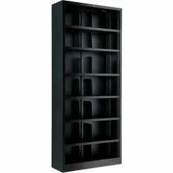 Interion By Global Industrial Interion® All Steel Bookcase 36" W x 12" D x 84" H Black 7 Openings -Shelving Sales Store 277442BK 04