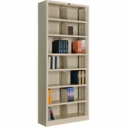 Interion By Global Industrial Interion® All Steel Bookcase 36" W x 12" D x 84" H Putty 7 Openings -Shelving Sales Store 277442PY 11