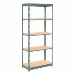Global Industrial™ Heavy Duty Shelving 36"W x 18"D x 60"H With 5 Shelves - Wood Deck - Gray