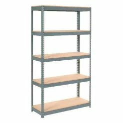 Global Industrial Extra Heavy Duty Shelving 48"W x 24"D x 60"H With 5 Shelves, Wood Deck, Gry