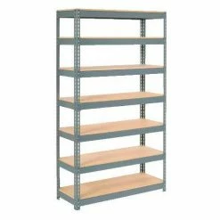 Global Industrial™ Extra Heavy Duty Shelving 48"W x 24"D x 84"H With 7 Shelves, Wood Deck, Gry