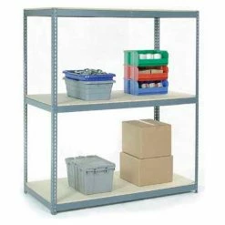 Global Industrial Wide Span Rack 72Wx24Dx96H, 3 Shelves Wood Deck 900 Lb Cap. Per Level, Gray