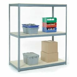 Global Industrial Wide Span Rack 96Wx24Dx96H, 3 Shelves Wood Deck 1100 Lb Cap. Per Level, Gray