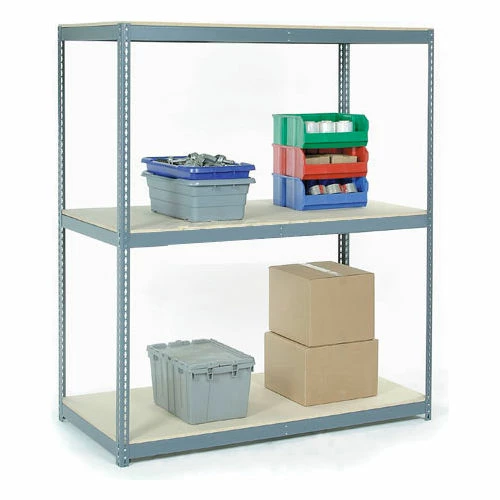 Global Industrial Wide Span Rack 96Wx24Dx96H, 3 Shelves Wood Deck 1100 Lb Cap. Per Level, Gray 1 Global Industrial Wide Span Rack 96Wx24Dx96H, 3 Shelves Wood Deck 1100 Lb Cap. Per Level, Gray