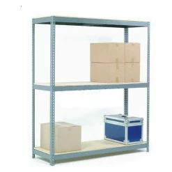Global Industrial Wide Span Rack 96Wx36Dx84H, 3 Shelves Wood Deck 800 Lb Cap. Per Level, Gray