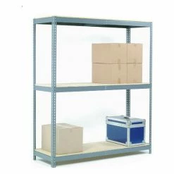 Global Industrial Wide Span Rack 72Wx15Dx60H, 3 Shelves Wood Deck 900 Lb Cap. Per Level, Gray