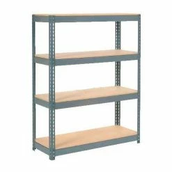 Global Industrial™ Extra Heavy Duty Shelving, Wood Deck, 4 Shelves, 48"Wx12"Dx60"H, Gray