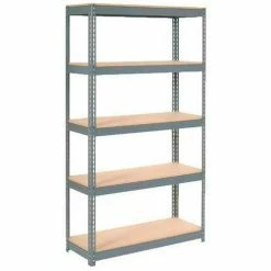 Global Industrial Extra Heavy Duty Shelving 48"W x 24"D x 84"H With 5 Shelves, Wood Deck, Gry