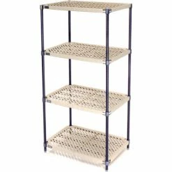 Nexel®, Nexelite®, 4 Tier, Vented Plastic Mat Shelving Unit, 48"W x 18"D x 54"H