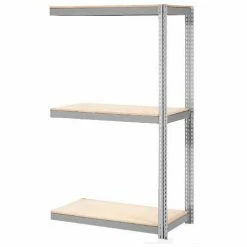 Global Industrial™ Expandable Add-On Rack 96x36x84 3 Level Wood Deck 800 lb. Cap Per Level GRY