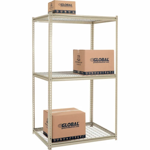 Global Industrial High Capacity Starter Rack 48x24x96:3 Levels Wire Deck 1500lb Per Shelf Tan 1 Global Industrial High Capacity Starter Rack 48x24x96:3 Levels Wire Deck 1500lb Per Shelf Tan