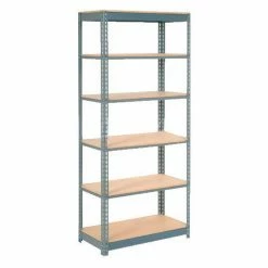 Global Industrial™ Heavy Duty Shelving 36"W x 18"D x 72"H With 6 Shelves - Wood Deck - Gray
