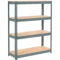 Global Industrial™ Extra Heavy Duty Shelving 48"W x 18"D x 72"H With 4 Shelves, Wood Deck, Gry