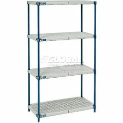 Nexel®, Nexelite®, 4 Tier, Vented Plastic Mat Shelving Unit, 48"W x 21"D x 63"H