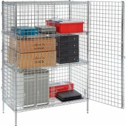Nexel® Chrome, Security Shelving Unit, 2 Quick Adjust Shelves, 36"W x 24"D x 66"H