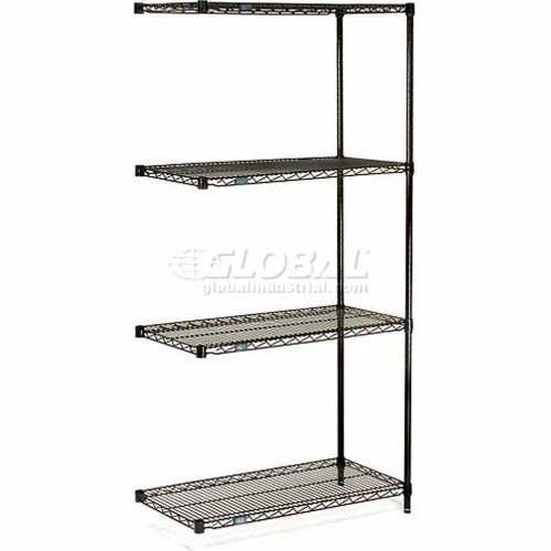 Nexel® Black Epoxy, 4 Tier, Wire Shelving Add-On Unit, 30"W x 14"D x 86"H 1 Nexel® Black Epoxy, 4 Tier, Wire Shelving Add-On Unit, 30"W x 14"D x 86"H