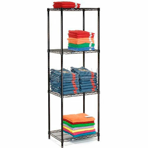 Nexel® Black Epoxy, 4 Tier, Wire Shelving Starter Unit, 30"W x 14"D x 86"H 1 Nexel® Black Epoxy, 4 Tier, Wire Shelving Starter Unit, 30"W x 14"D x 86"H