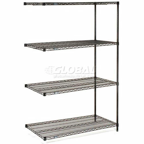 Nexel® Black Epoxy, 4 Tier, Wire Shelving Add-On Unit, 54"W x 24"D x 86"H 1 Nexel® Black Epoxy, 4 Tier, Wire Shelving Add-On Unit, 54"W x 24"D x 86"H