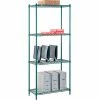 Nexel® Poly-Green®, 4 Tier, Wire Shelving Starter Unit, 36"W x 12"D x 63"H