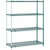 Nexel® Poly-Green®, 4 Tier, Wire Shelving Add-On Unit, 48"W x 12"D x 63"H