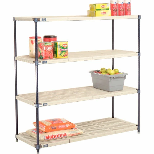Nexel®, Nexelite®, 4 Tier, Vented Plastic Mat Shelving Unit, 54"W x 21"D x 54"H 1 Nexel®, Nexelite®, 4 Tier, Vented Plastic Mat Shelving Unit, 54"W x 21"D x 54"H