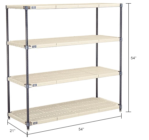 Nexel®, Nexelite®, 4 Tier, Vented Plastic Mat Shelving Unit, 54"W x 21"D x 54"H 16 Nexel®, Nexelite®, 4 Tier, Vented Plastic Mat Shelving Unit, 54"W x 21"D x 54"H - Image 16