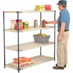 Nexel®, Nexelite®, 4 Tier, Vented Plastic Mat Shelving Unit, 54"W x 21"D x 54"H 18 Nexel®, Nexelite®, 4 Tier, Vented Plastic Mat Shelving Unit, 54"W x 21"D x 54"H -Shelving Sales Store 331479N 02