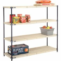 Nexel®, Nexelite®, 4 Tier, Vented Plastic Mat Shelving Unit, 60"W x 18"D x 54"H