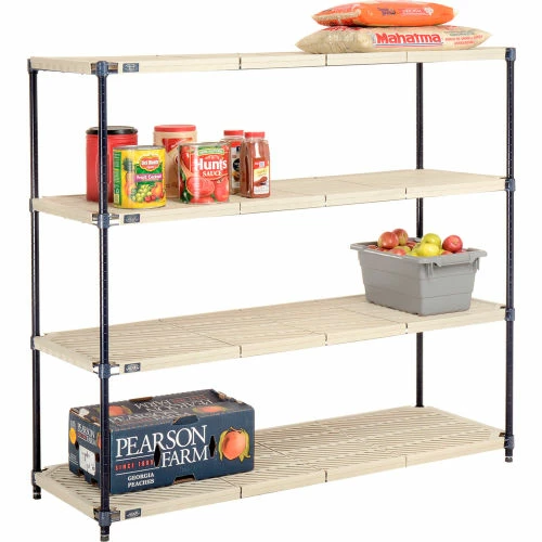 Nexel®, Nexelite®, 4 Tier, Vented Plastic Mat Shelving Unit, 60"W x 21"D x 54"H 1 Nexel®, Nexelite®, 4 Tier, Vented Plastic Mat Shelving Unit, 60"W x 21"D x 54"H
